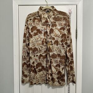 Maximo Vintage XL 70s Polyester Psychedelic Mod Atomic Retro Hippy Disco Shirt